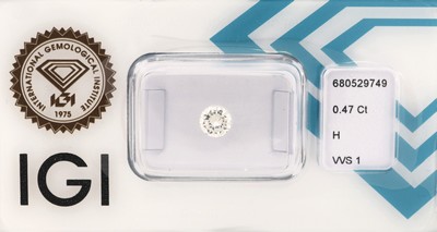 Image Loser Brillant, 0.47 ct Weiß(H)/vvs1, eingeschweißt, mit IGI-Expertise ...