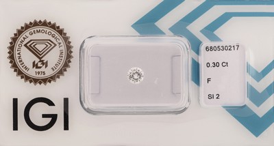 Image Loser Brillant, 0.30 ct feines Weiß+(F)/si2, eingeschweißt, mit IGI-Expertise ...