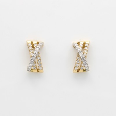 Image Paar Ohrstecker mit Brillanten, GG/WG 585/ 000, überkreuztes Design, 52 Brill. zus. ...