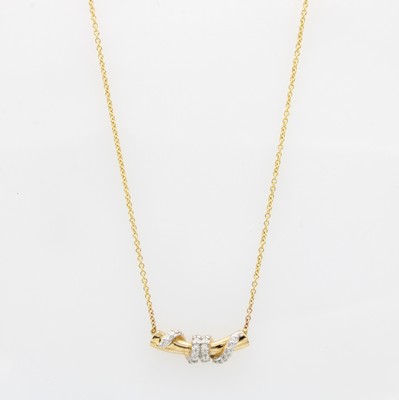 Image Collier mit Brillanten, GG 585/000 z.T. rhod., ineinander verschlungene Stäbe, 23 ...