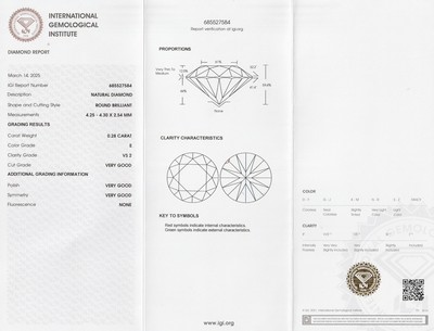 26937334a - Loser Brillant, 0.28 ct hochfeines Weiß(E)/vs2, eingeschweißt, mit ...