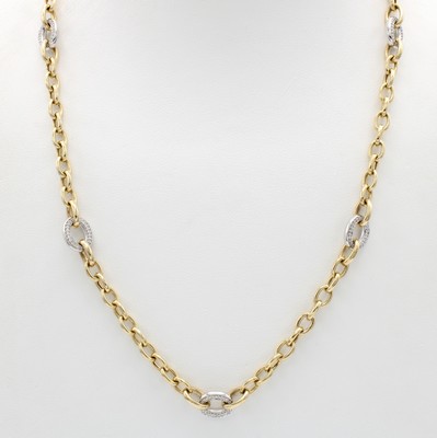 Image Gliedercollier mit Brillanten, GG/WG 585/000, ovale Glieder, WG-Glieder beidseitig bes. ...