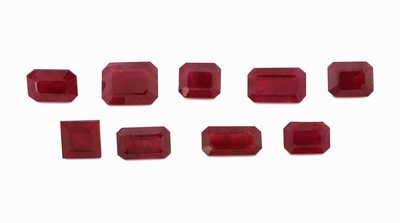 Image Lot 9 lose Rubine (beh.), zus. ca. 10.32 ct, Treppenschliff in versch. Größen ...