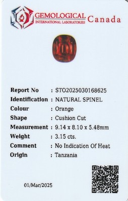 26937422c - Loser natürlicher Spinell, ca. 3.15 ct, Kissenschliff, keine Anzeichen für ...
