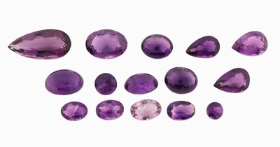 Image Lot lose Amethyste, zus. ca. 84.03 ct, versch.Schliffformen, Größen und ...