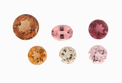 Image Lot 6 Turmaline, zus. ca. 11.11 ct, versch.Farben und Größen, rund- und ...