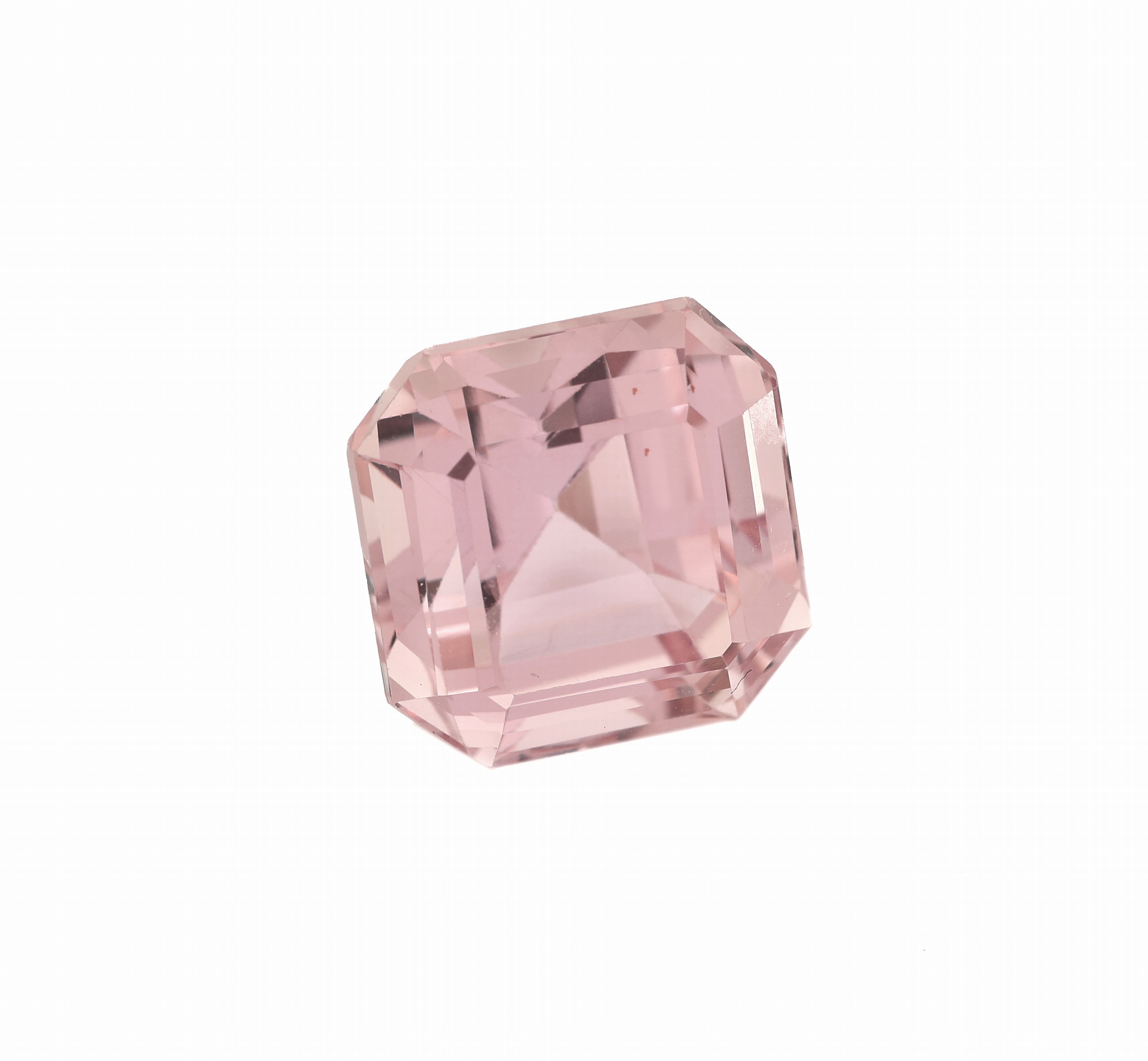 Detail a: Loser Kunzit, ca. 24.6 ct, facett. Asscher- Cut, Pink, ca. 15.8 x 15.8 x 12.7 mm
