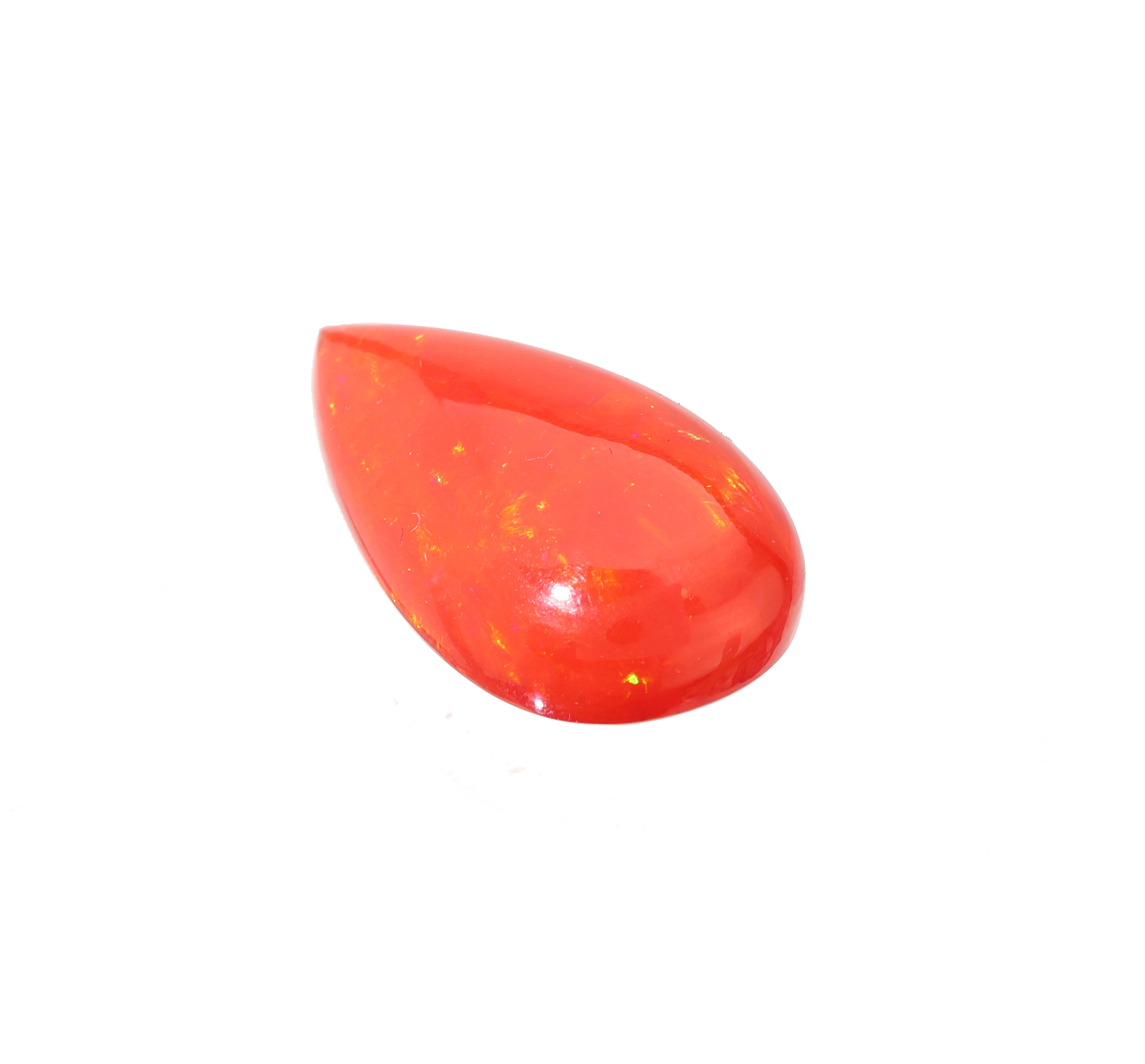 Detail b: Loser roter Opal, ca. 24.3 ct, tropfen- förmiger Cabochon, Red Multi Fire, ca. 33.1 x 17.6 x 9.8 mm