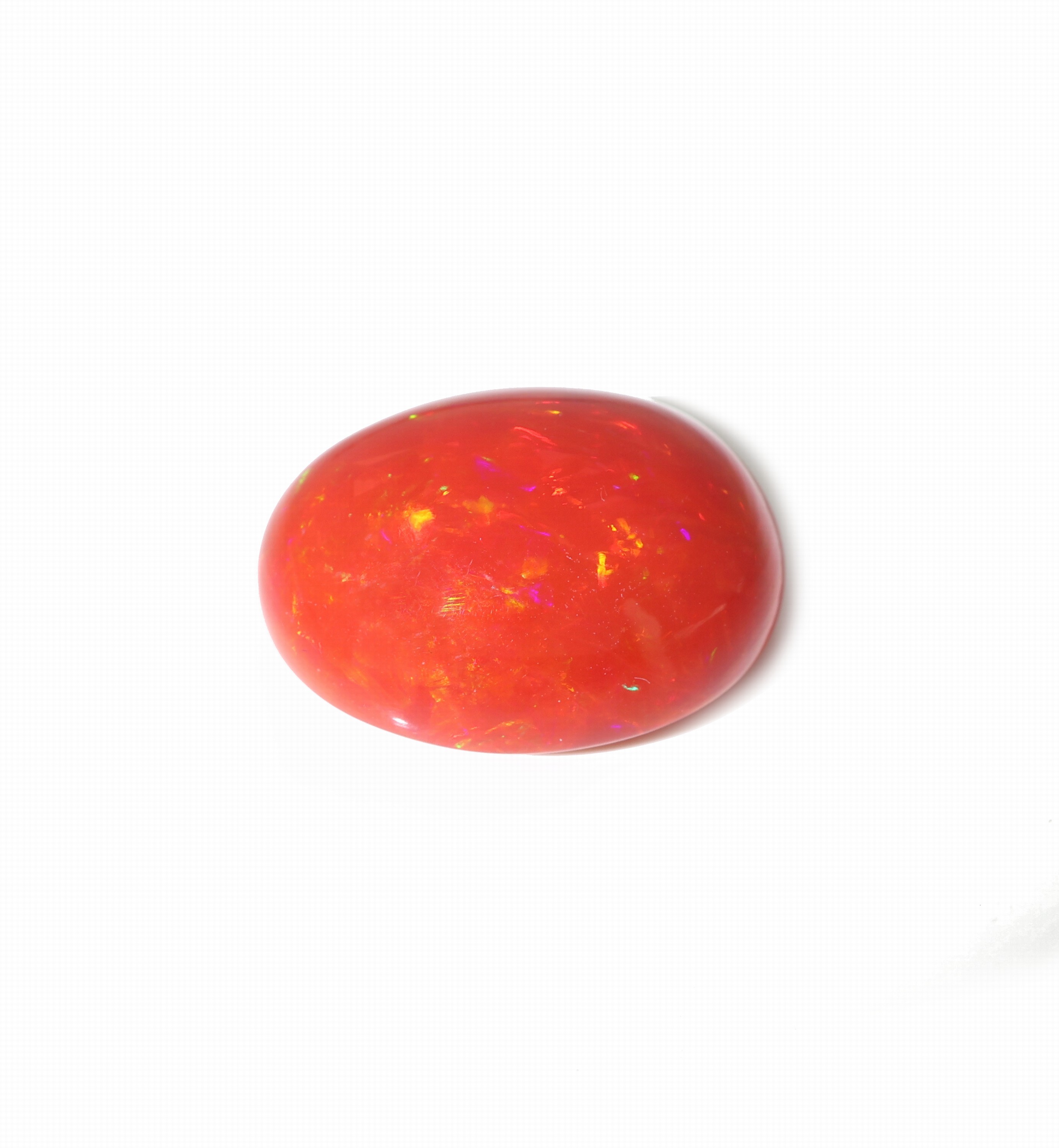 Detail a: Loser roter Opal, ca. 24.9 ct, ovaler Cabochon, Red Multi Fire, ca. 24.1 x 19.8 x 11.7 mm