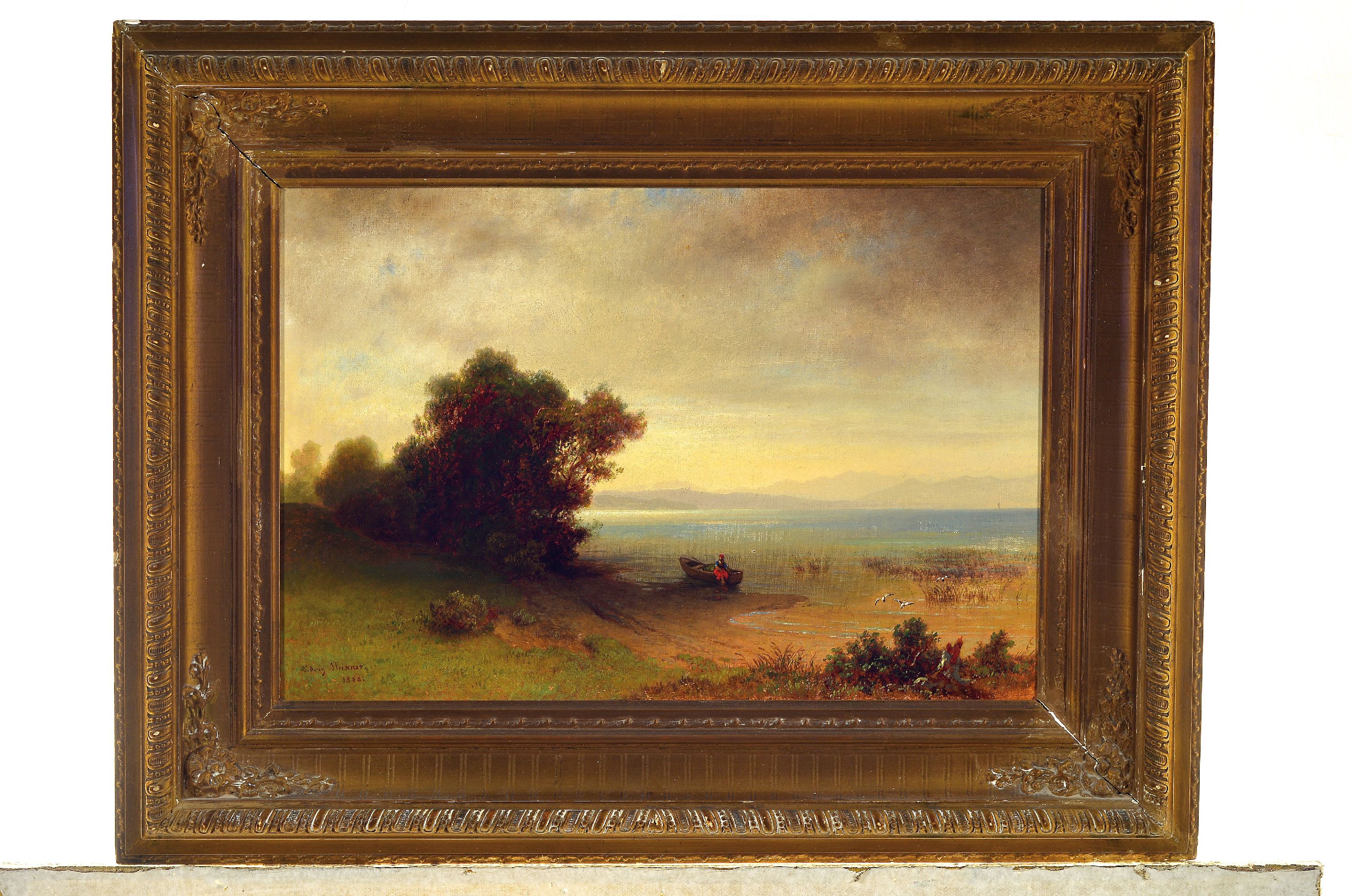 Detail k: Ludwig Meixner, 1828-1885, Partie am Ammersee, Öl/Lwd, links unten sign. und dat. 1858, rückseitig betitelt, ca. 32x46cm, R. ca. 49x63cm