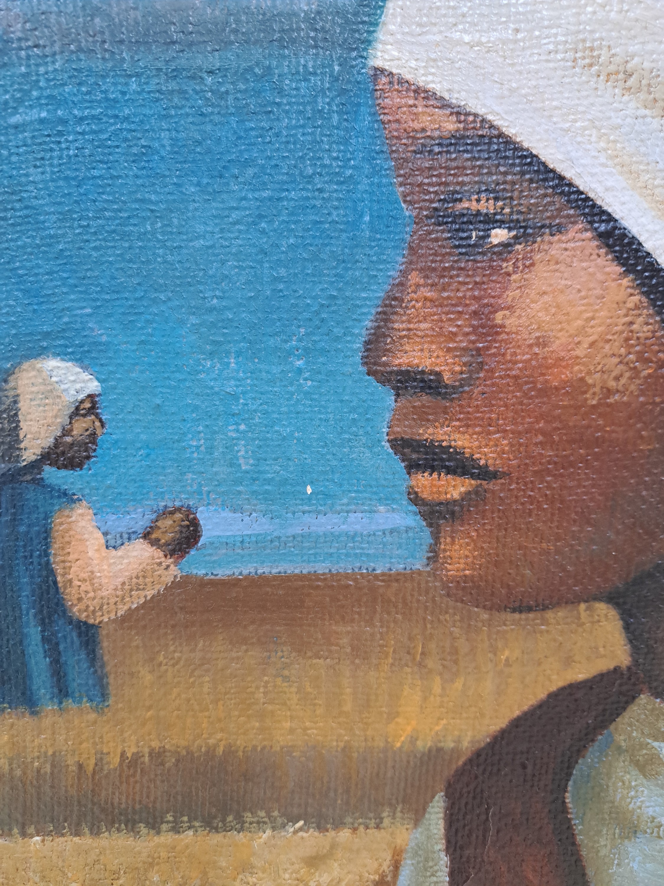 Detail c: Mario Mollari, 1930 Buenos Aires - 2010, argentinischer Maler, bäuerliche Szenerie, Frauen bei der Kornernte, Öl/Lwd, signiert, ca. 80 x 70 cm, ...