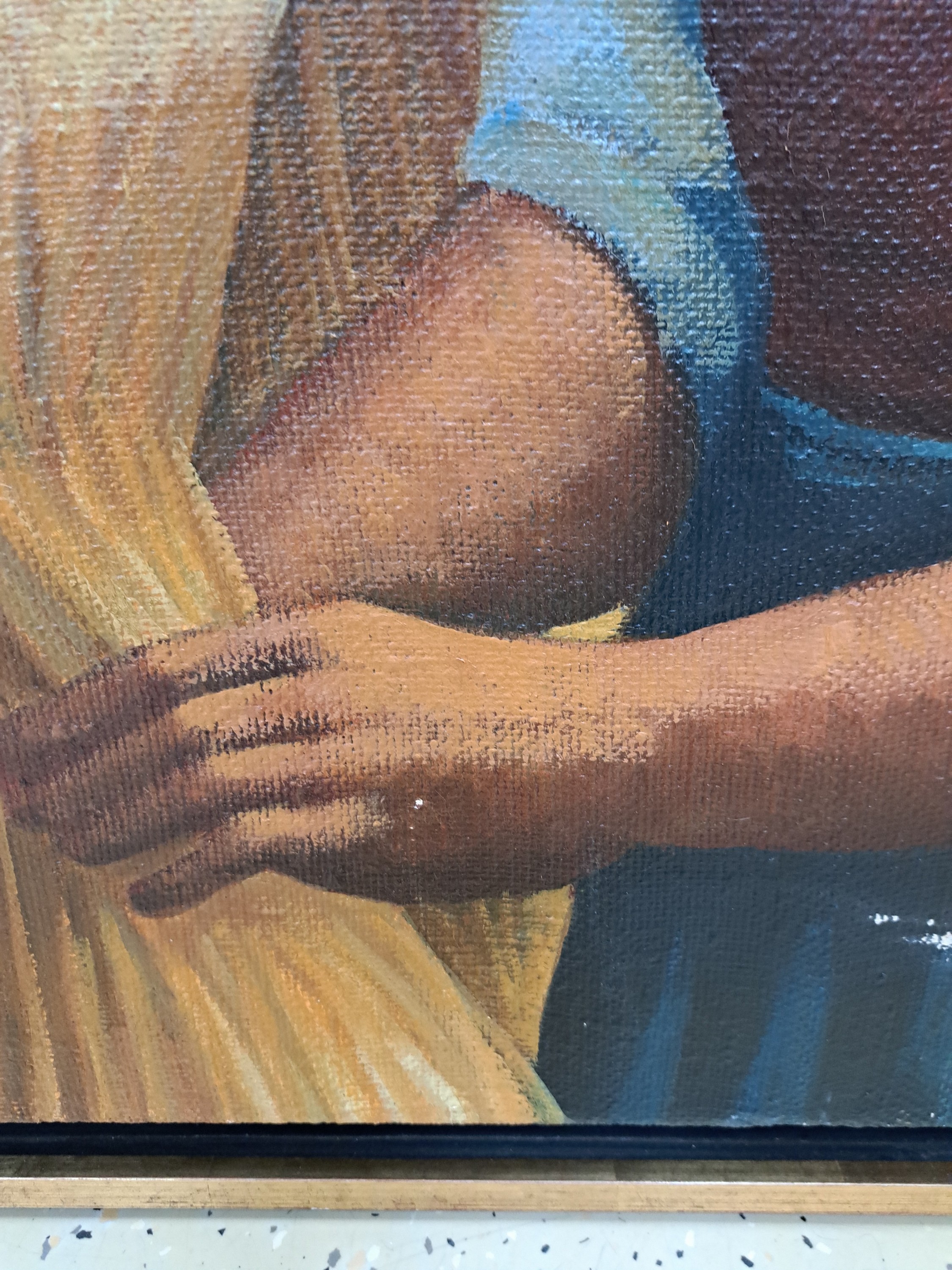 Detail d: Mario Mollari, 1930 Buenos Aires - 2010, argentinischer Maler, bäuerliche Szenerie, Frauen bei der Kornernte, Öl/Lwd, signiert, ca. 80 x 70 cm, ...
