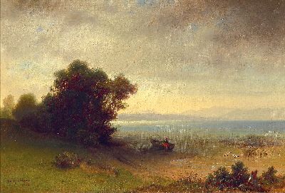 Image 26938016 - Ludwig Meixner, 1828-1885, Partie am Ammersee, Öl/Lwd, links unten sign. und dat. ...