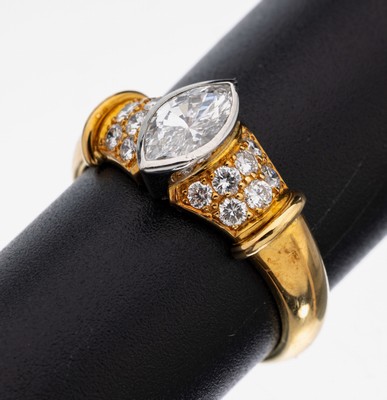 Image 26938098 - 18 kt Gold Diamant-Ring, GG 750/000, mittigDiamantnavette ca. 0.63 ct Weiß/vsi, ...