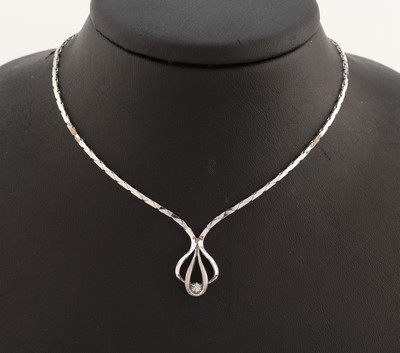 Image 14 kt Gold Diamant-Collier, WG 585/000, Oberfläche part. strukt., Mittelteil mit ...