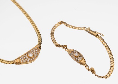Image 26938826 - 18 kt Gold Brillant-Schmuckset, GG 750/000, best. aus: Collier und Armband, Mittelteile ...