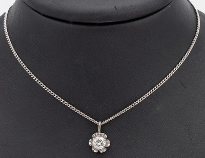 Image 14 kt Gold Brillant-Anhänger, WG 585/0000, 1 Brillant ca. 0.75 ct Weiß/p1, ...