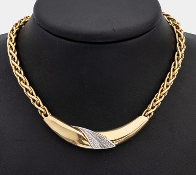Image 26938829 - 14 kt Gold Diamant-Collier, GG/WG 585/000, Mittelteil mit 8/8-Diamanten zus. ca. 0.18 ...
