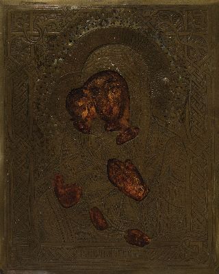 Image 26939031 - Zwei Ikonen, Russland, um 1880, Mutter Gottes mit Kind, ca. 18 x 14 cm, Metalloklad und ...