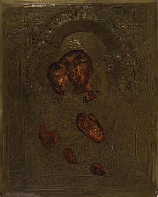 26939031k - Zwei Ikonen, Russland, um 1880, Mutter Gottes mit Kind, ca. 18 x 14 cm, Metalloklad und ...