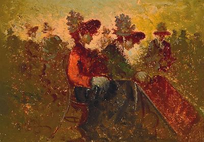 Image 26939036 - Unleserlich Signiert, 20. Jh., im Stil von Berthe Morisot, Gartenansicht mit rastenden ...