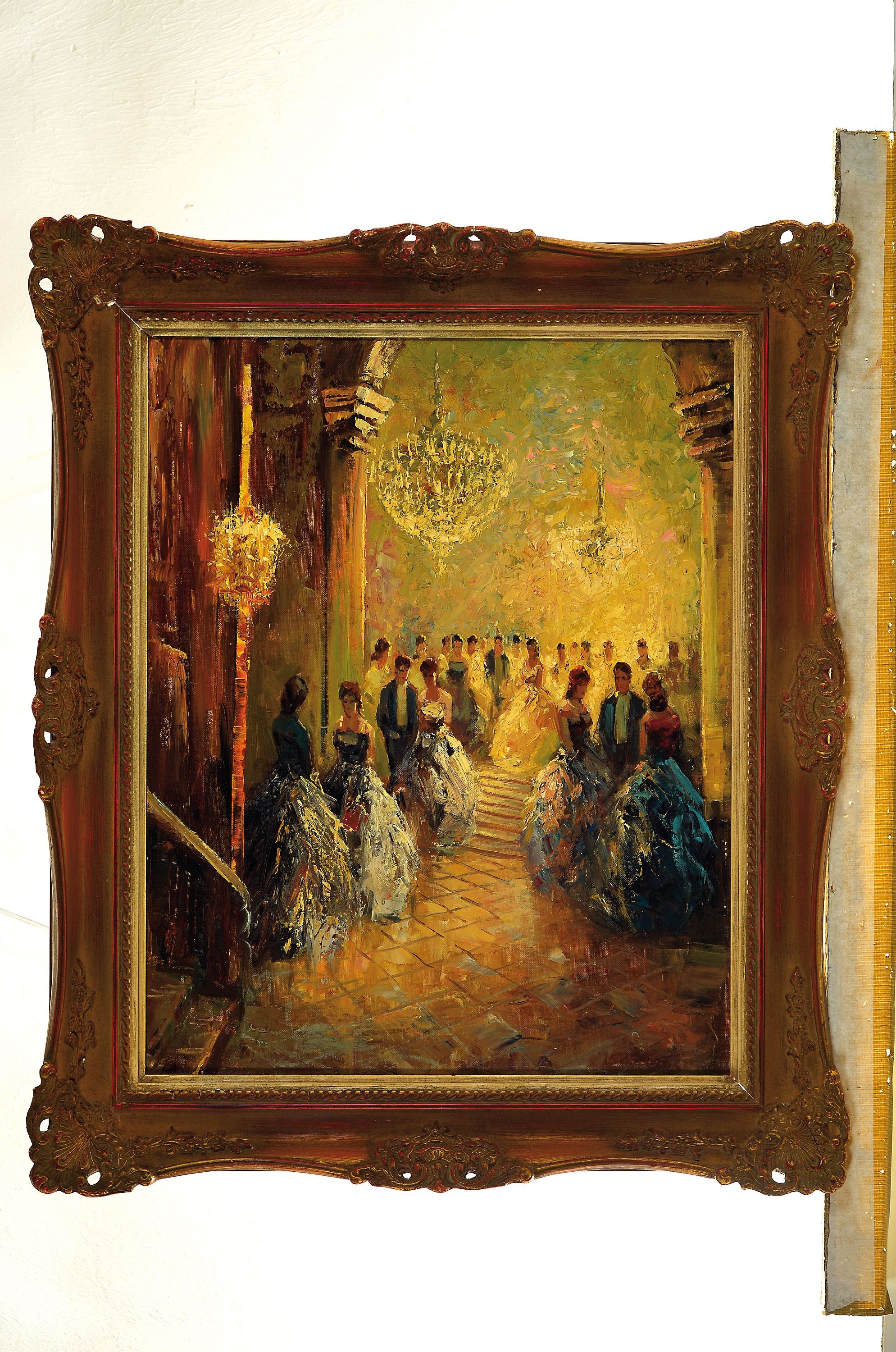 Detail k: Richard Schlomer, 1921 - 2010 München, Festgesellschaft, Öl/Leinwand, ca. 50 x 40 cm, Rahmen