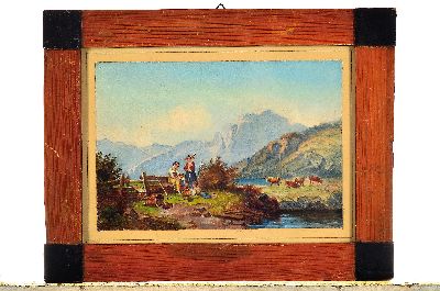 26939131k - Eduard Lind, 1827-1904, Frauen und Kinder beim Hüten von Kühen in ...