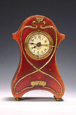 Image 26939132 - Kleiner Jugendstil-Tischwecker, Lenzkirch, um 1910/15, Holzgehäuse mit Messing ...