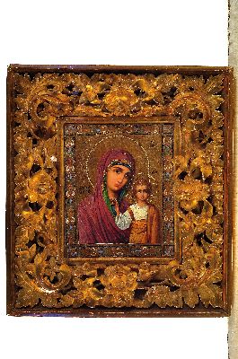 Image 26939162 - Ikone, Russland, 2. Hälfte 19. Jh., Mutter Gottes mit Kind, Eitempera/Holz, ca. 26 ...