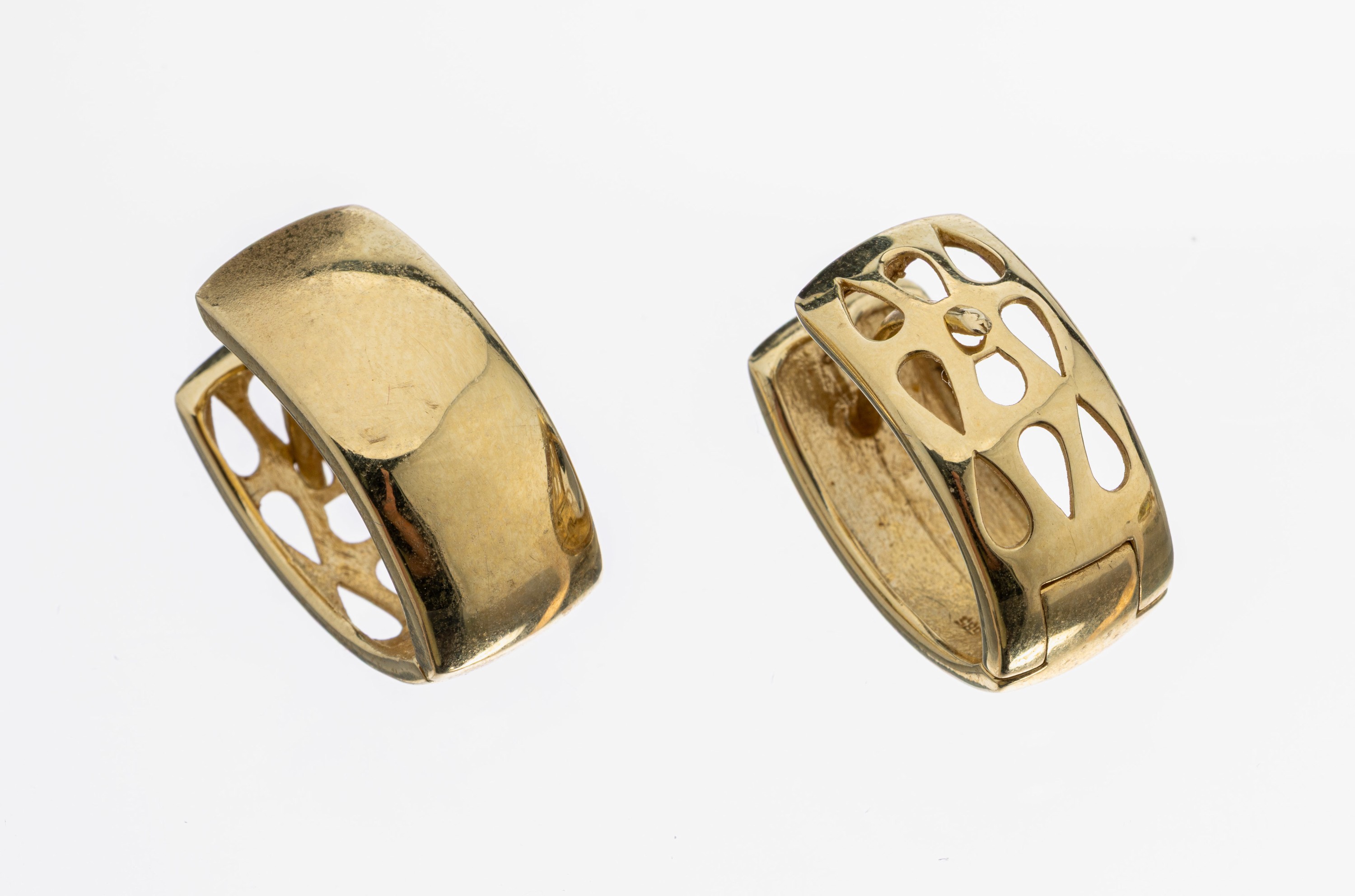 Paar 14 kt Gold Ohrcreolen, GG 585/000, schlicht, ca. 9.4 g