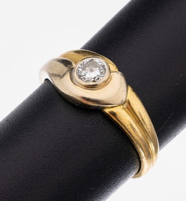 Image 26939243 - 18 kt Gold Brillant-Ring, GG/WG 750/000, Brillant ca. 0.15 ct Weiß/p, RW 55, ca. ...