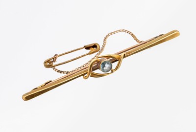 Image 15 kt Gold Aquamarin-Brosche, England um 1900, GG 625/000, Jahreszahl nicht lesbar, ...