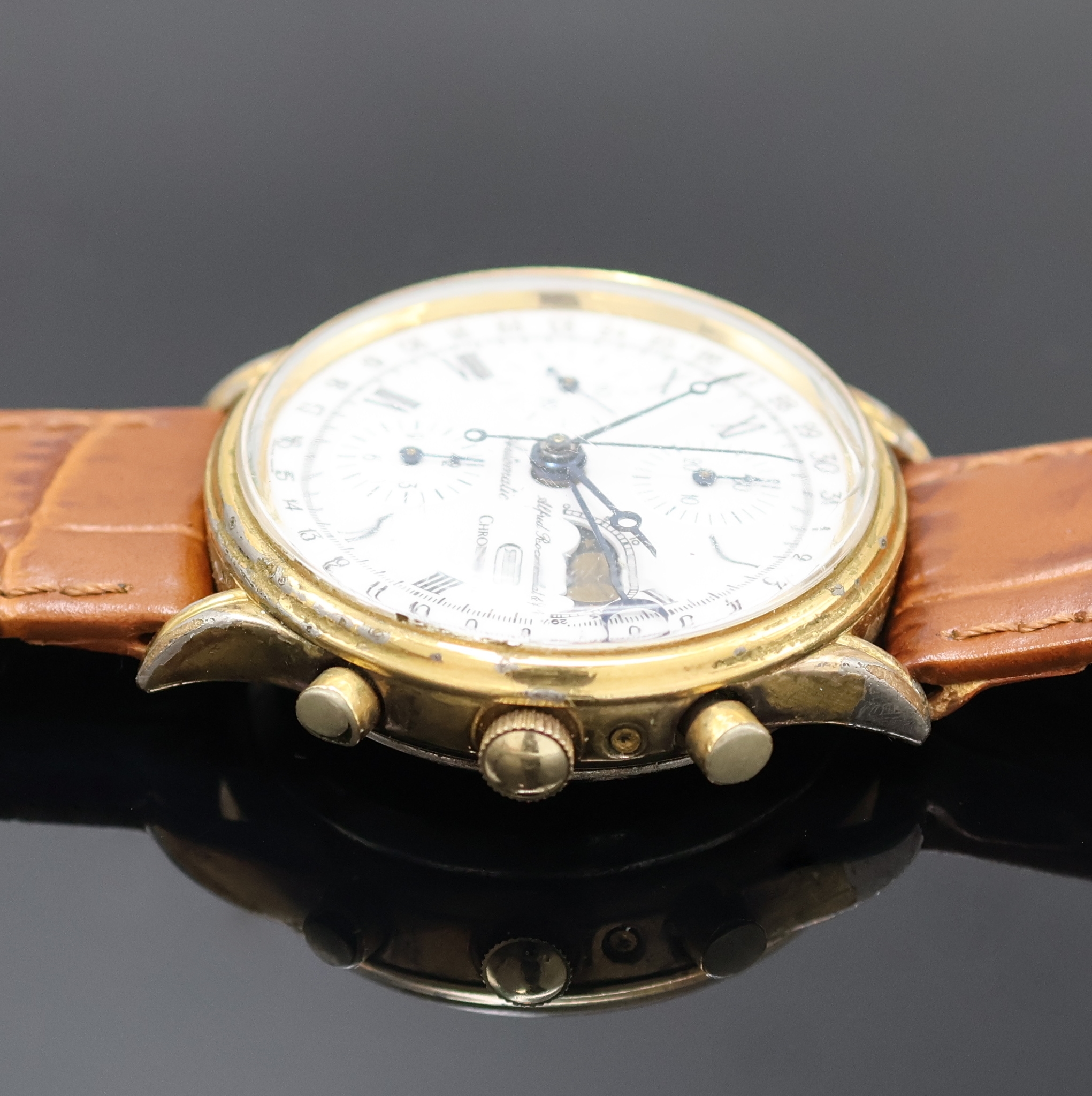 Detail b: CHRONOSWISS / ALFRED ROCHAT & FILS Armbandchronograph Referenz 77990, Automatik, Schweiz um 1995, verg. Metallgeh. stark ber., Edelstahlboden ...