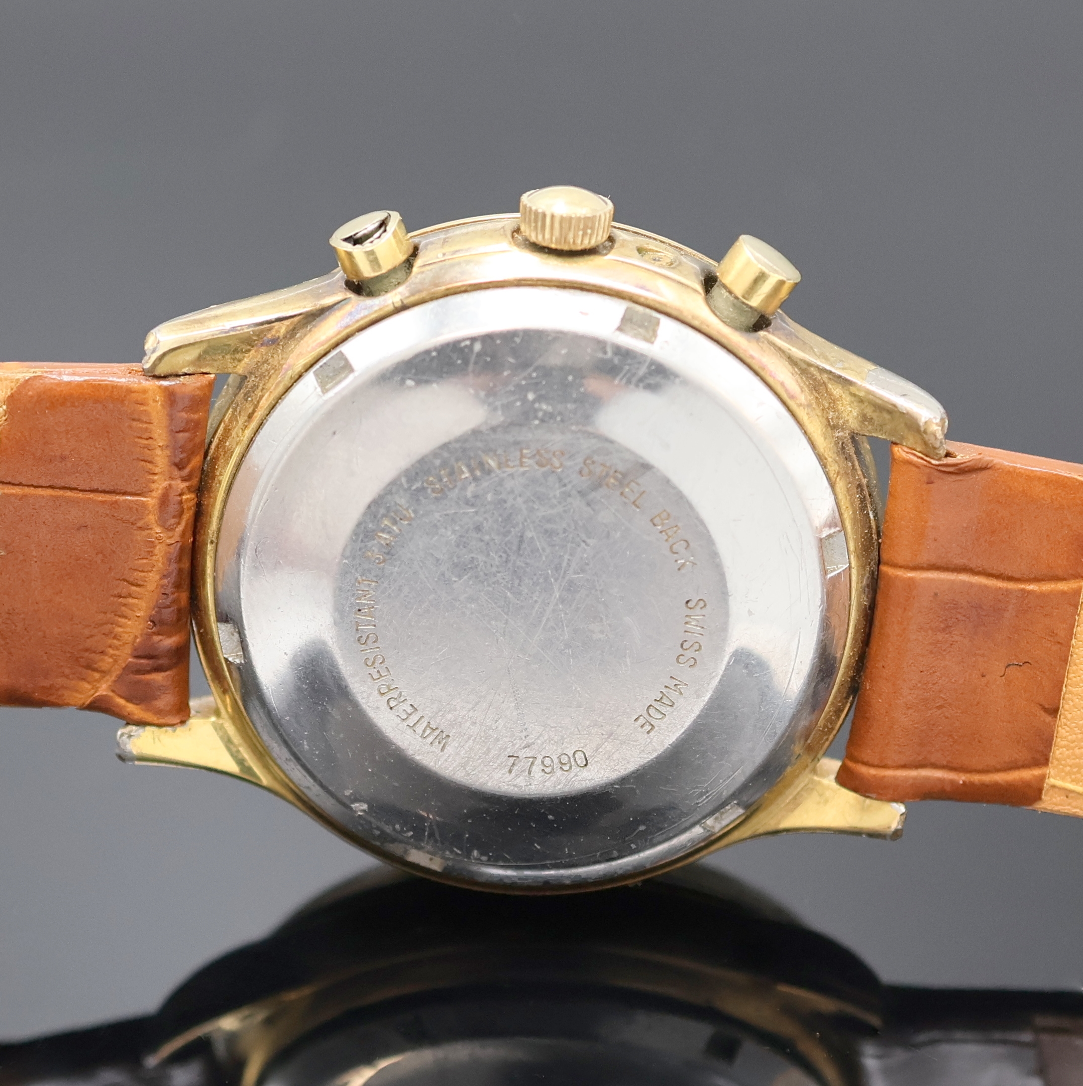 Detail c: CHRONOSWISS / ALFRED ROCHAT & FILS Armbandchronograph Referenz 77990, Automatik, Schweiz um 1995, verg. Metallgeh. stark ber., Edelstahlboden ...