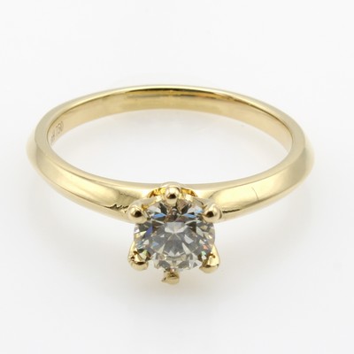 Image Ring mit Brillantsolitär, GG 750/000, 1 Brill. ca. 0.71 ct get.Weiß/si1 in ...