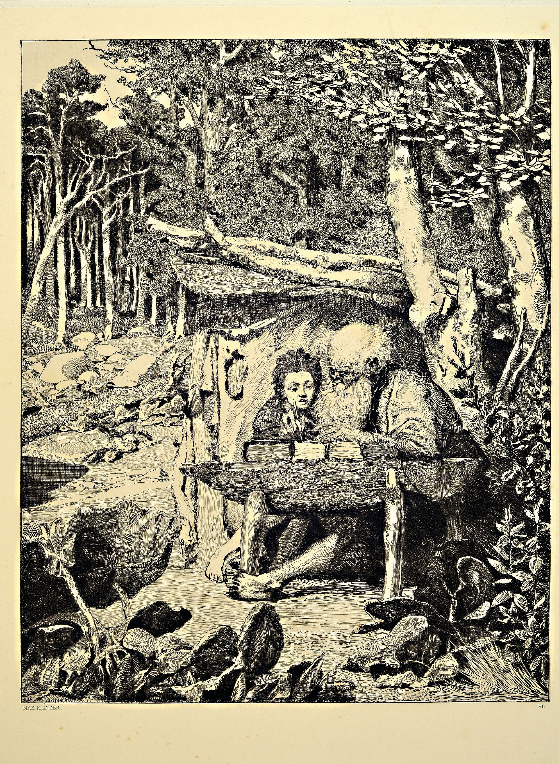 Detail k: Max Klinger, 1857 Leipzig-1920 Großjena, 6 (von 12) Radierungen aus der Mappe Intermezzi, Otto Stroefens Kunstverlag in Nürnberg, Blatt III ...