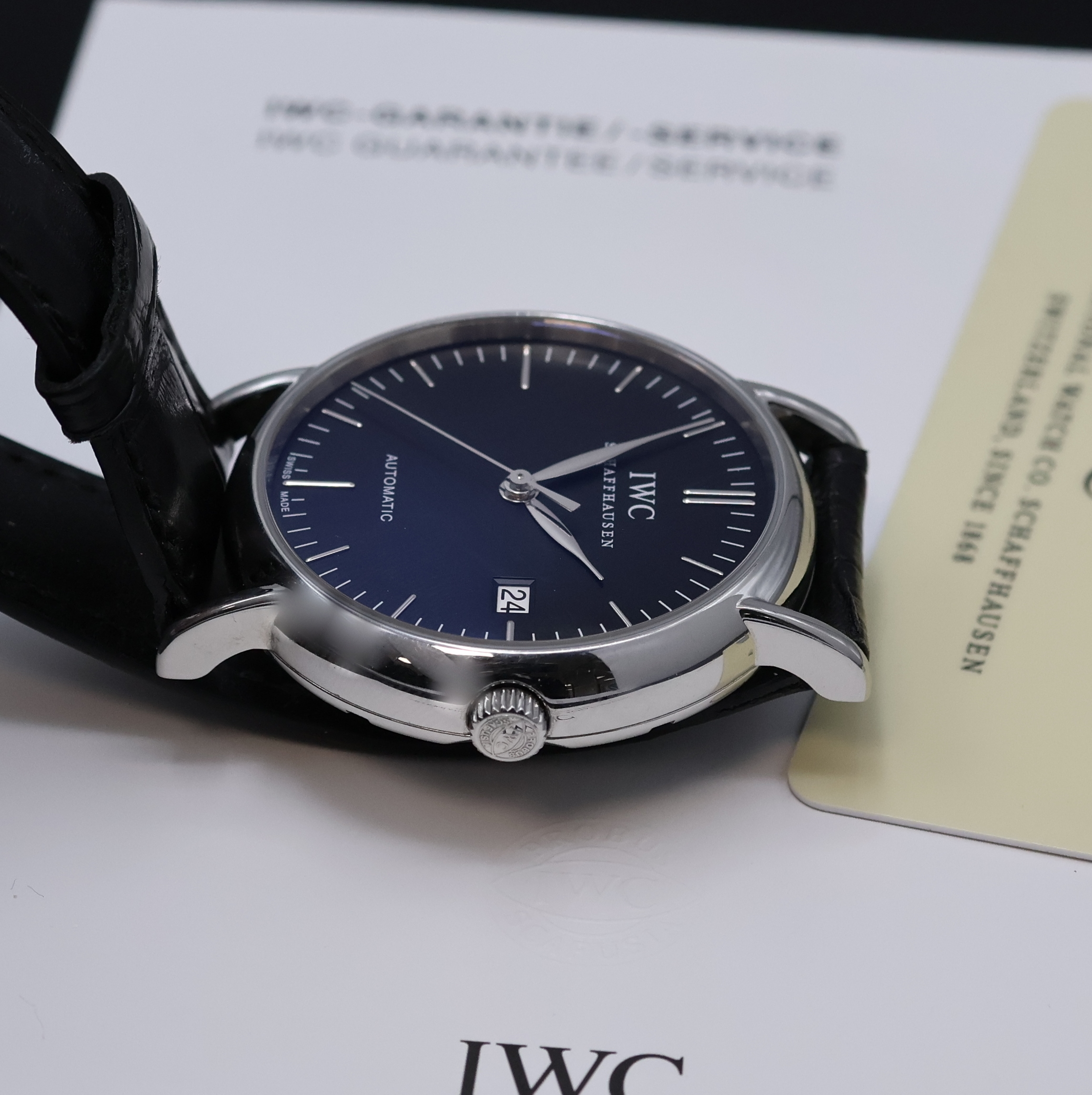 Detail c: IWC Herrenarmbanduhr Portofino Referenz IW356305, Automatik, Edelstahlgeh. inkl. orig. Lederband m. orig. Faltschl., Boden 6- fach verschr., ...