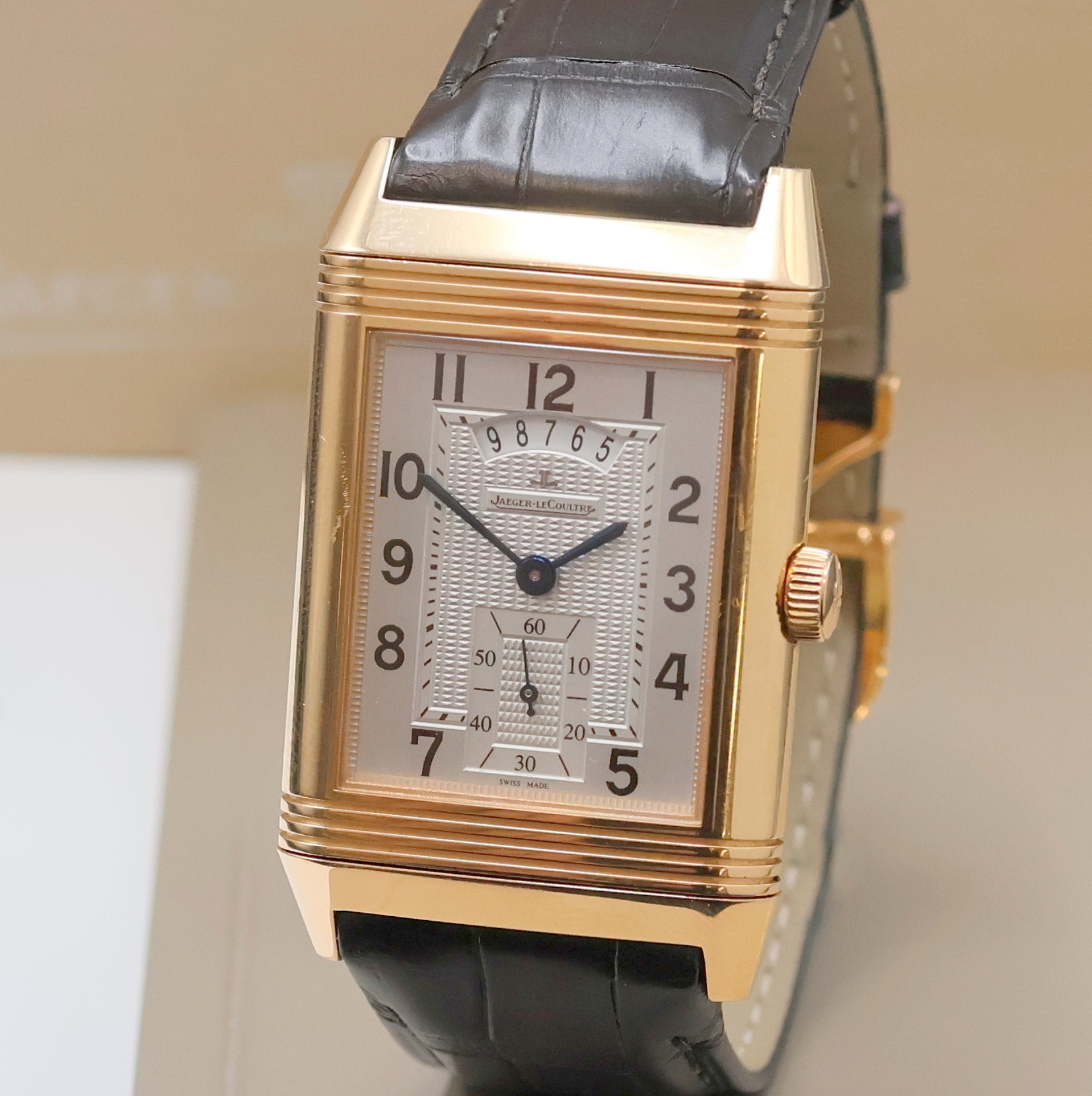 Detail a: Jaeger-LeCoultre Herrenarmbanduhr Grande Reverso 986 Duodate in Roségold 750/000 Referenz Q3742421 / 273.2.85, Handaufzug, massives, um 180 Grad ...