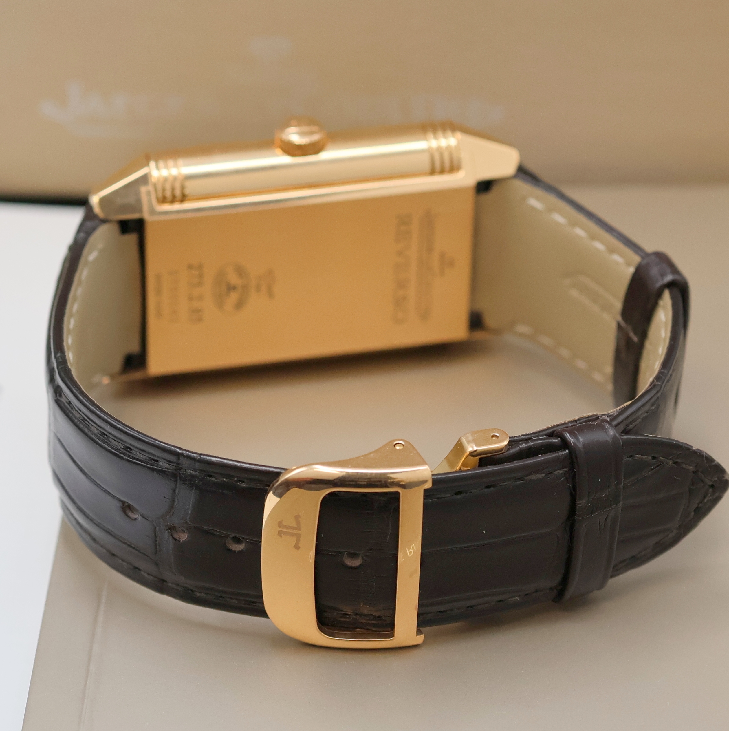 Detail d: Jaeger-LeCoultre Herrenarmbanduhr Grande Reverso 986 Duodate in Roségold 750/000 Referenz Q3742421 / 273.2.85, Handaufzug, massives, um 180 Grad ...