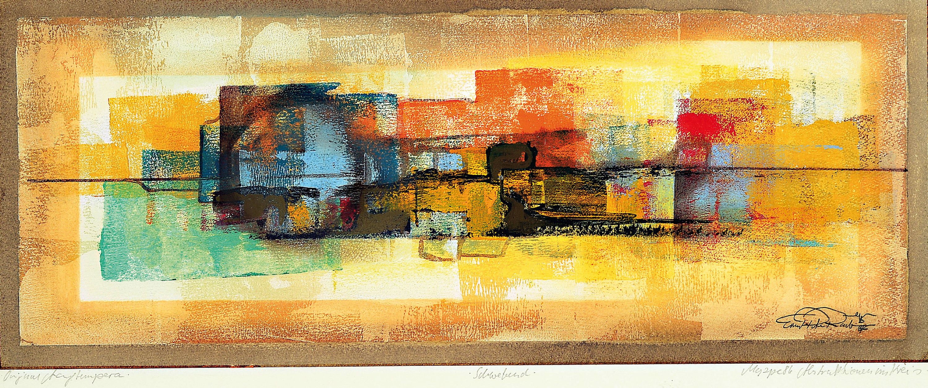 Detail a: Ernst Peter Rade, geb. 1938, 2 Arbeiten in Acryl/Tempera aus der Mappe 86, Abstraktion im Kreis, beide handsigniert, und betitelt ...