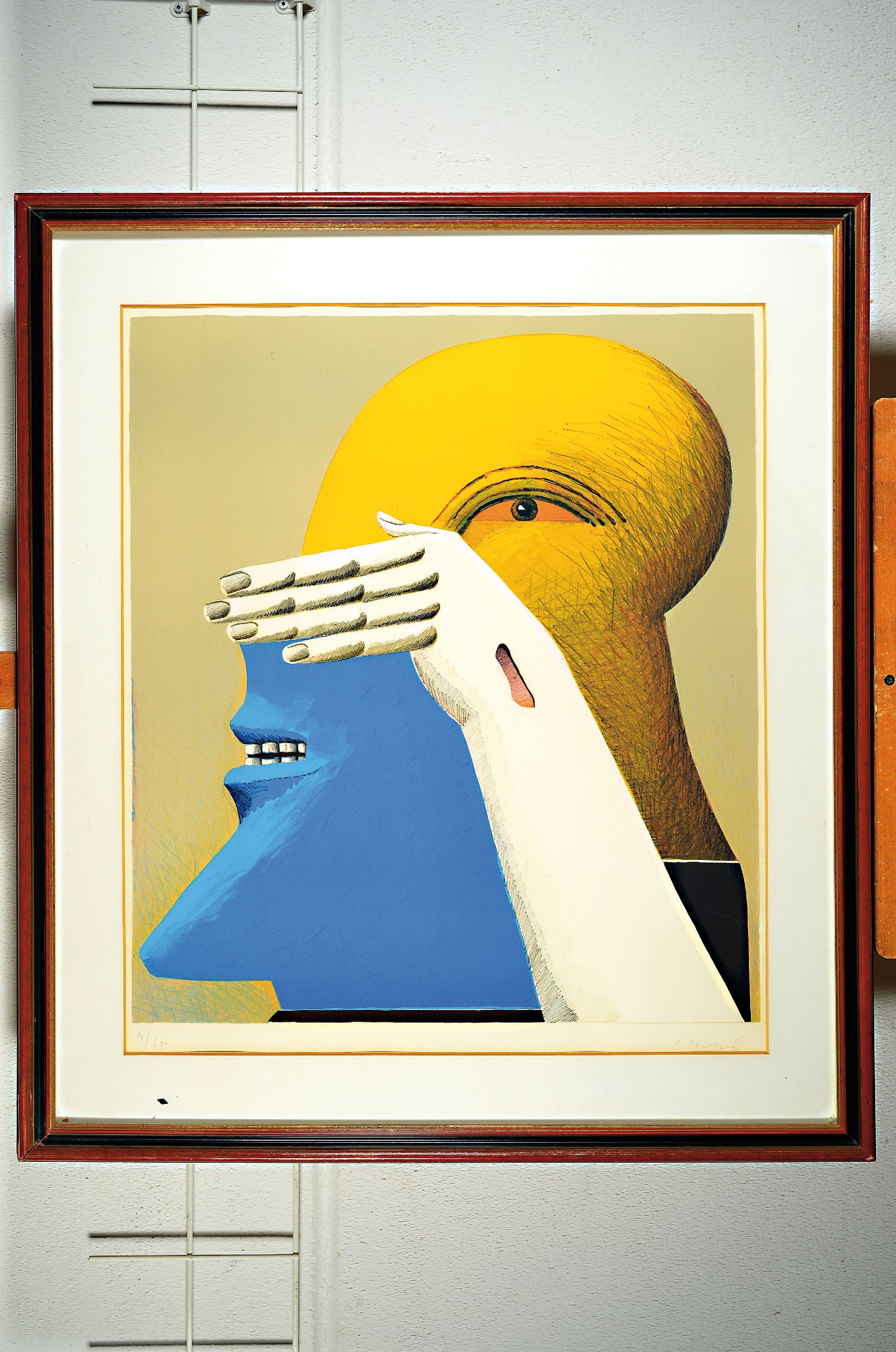 Detail k: Horst Antes,geb. 1936, Figur mit zwei Brennweiten von 1974, Farblitho, Edition Volker Huber und Line Art, num. 9/200, handsigniert, PP-Ausschnitt 66 ...