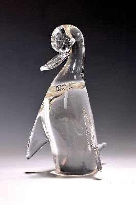 Image Glasfigur, V. Nason, Murano, 20. Jh., farbloses Kristallglas, H. 27 cm, mit orig. Etikett