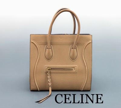 Image CELINE Tasche, Luggage Phantom Medium, Leder in light taupe, 2 Tragehenkel, außen ...