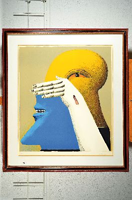 26941122k - Horst Antes,geb. 1936, Figur mit zwei Brennweiten von 1974, Farblitho, Edition Volker ...