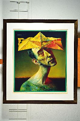26941123k - Rudolf Hausner, 1914 - 1995, "gelber Narrenhut", 1974, 892/1000, handsigniert, ...