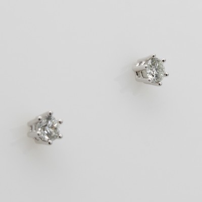 Image 26941145 - Paar Ohrstecker mit Brillanten, WG 585/000, 2 Brill. in Krappenfassung zus. ca. 0.30 ct ...