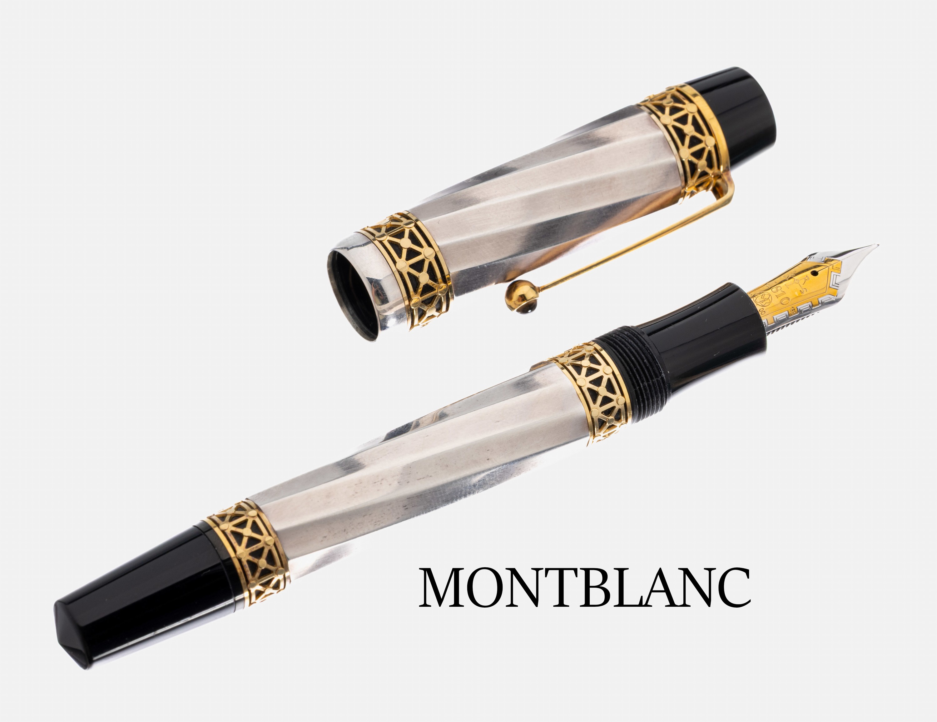 MONTBLANC Patron of Art 4810 Edition von 2000,Kolbenfüllfederhalter, "Karl der Große", Korpus und Kappe aus 925er Sterlingsilber, ...
