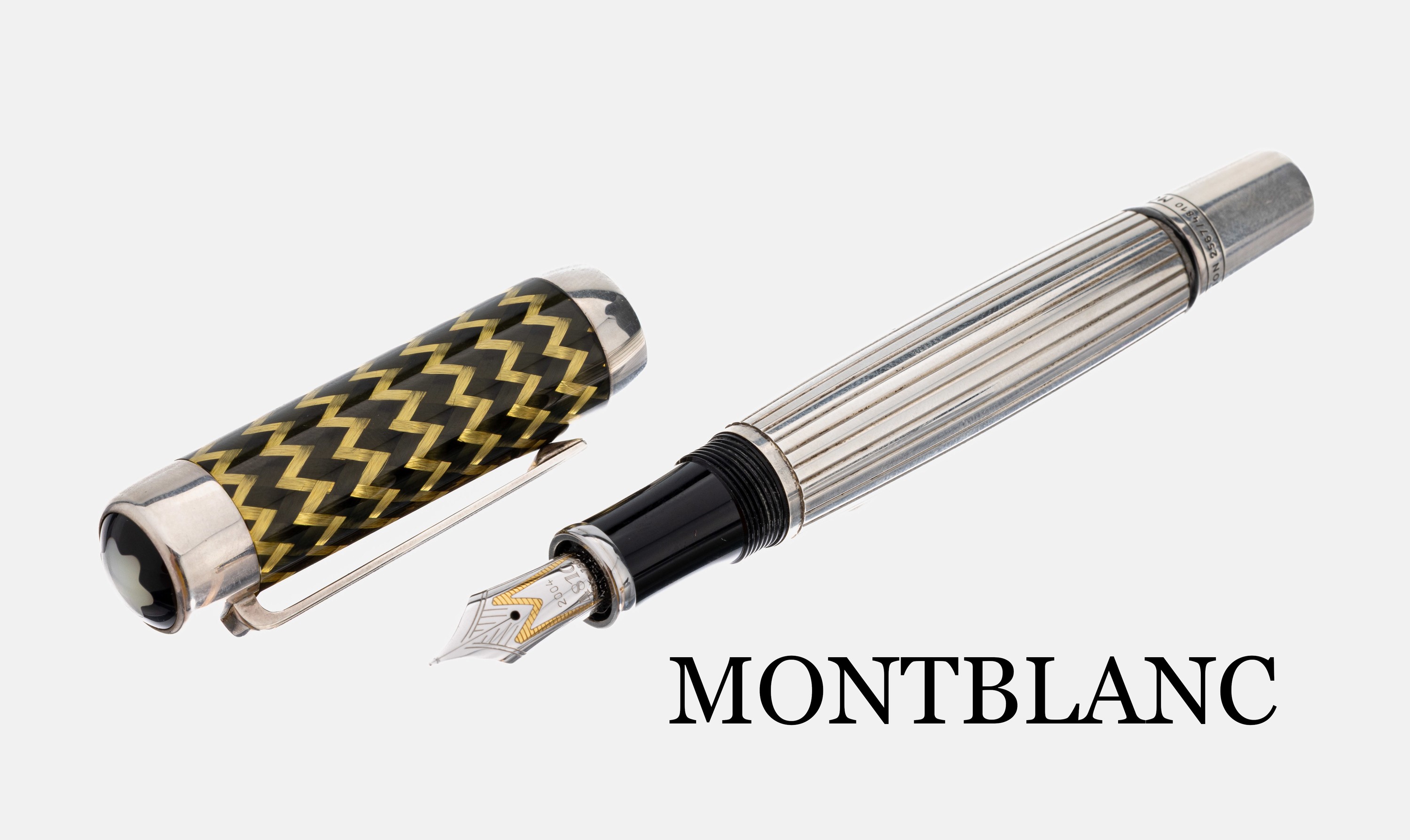 MONTBLANC Patron of Art Füller 2004, 925er Silber, Modell JP Morgan, limitierte Edition, hier 2567/4810, Korpus 925er Silber, Kappe Carbon, Feder ...