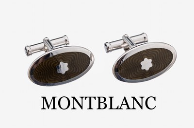 Image Paar MONTBLANC Email Manschettenknöpfe, 925er Silber, Made in Germany, ovale ...
