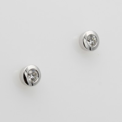 Image 26941252 - Paar Ohrstecker mit Brillanten, WG 585/000, 2 Brill. in Zargenfassung zus. ca. 0.20 ct ...